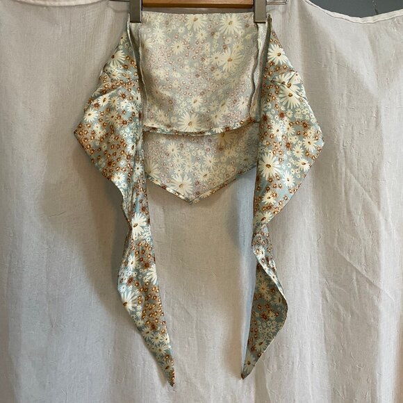 Silky Floral Hankerchief Strapless Top - Picture 4 of 7